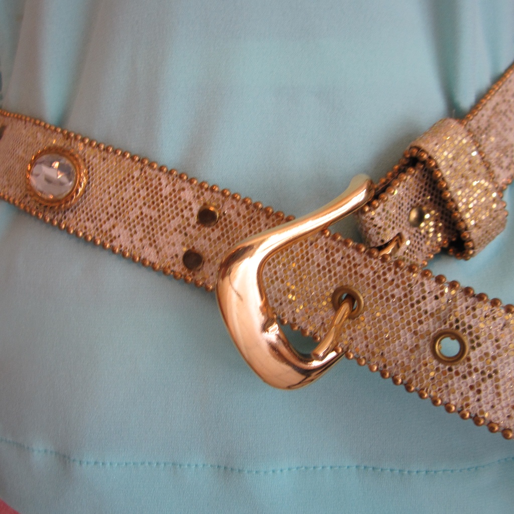 Vintage-Retro-Elite - Gold/White Clear Jewels Belt